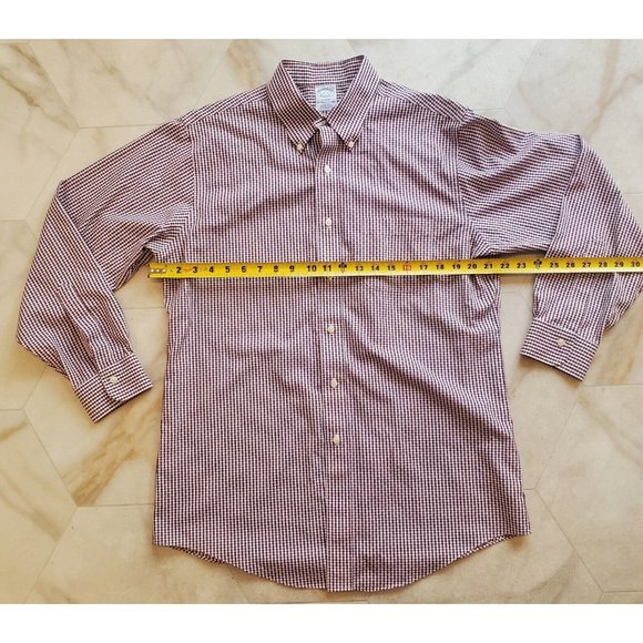 Brooks Brothers REGENT Men's Large 16-33 Red Check Button Up Dress Shirt - Picture 6 of 6